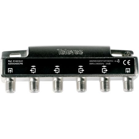 Derivador 5-2400MHz conector F 4salidas con paso de DC 24dB C Televes