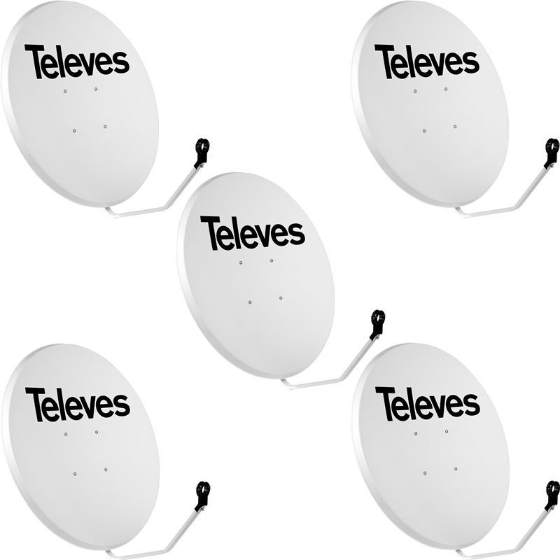 Pack 5 Antena parabólica Offset Acero 100cm dB40 Naranja Televes