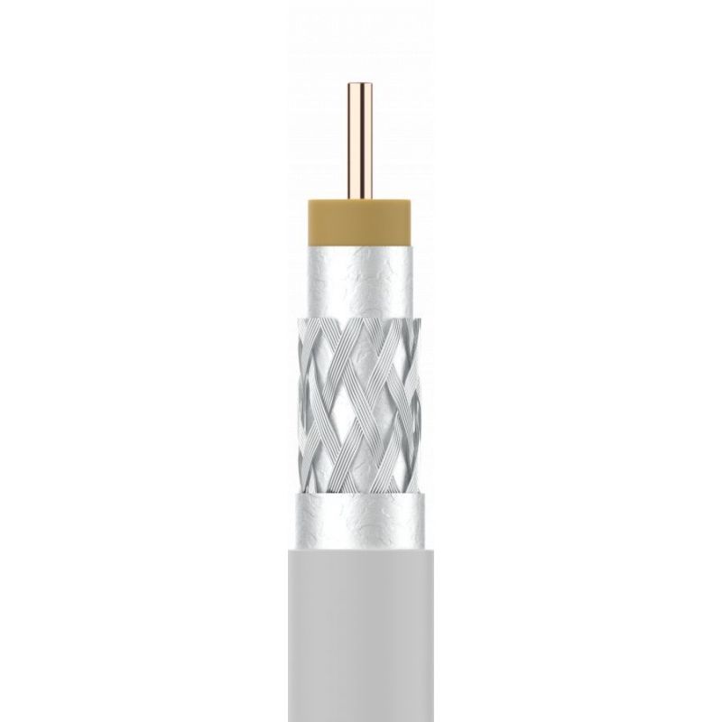 Câble coaxial SK100plus PVC 18VAtC Classe ECA A+ 500m Blanc Tressé 55% Televes