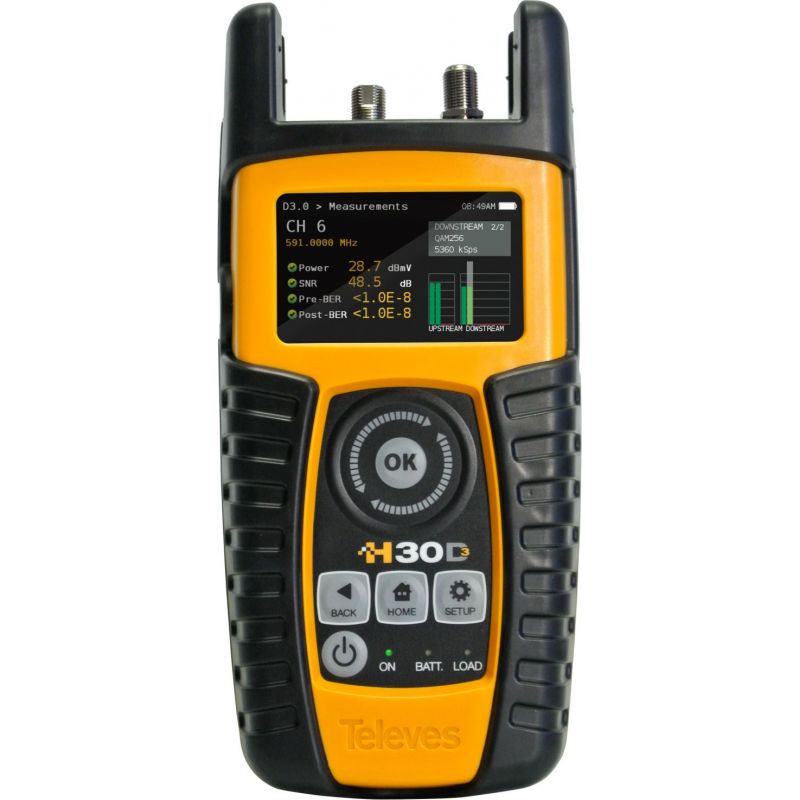 Medidor de campo H30 (DVB-C) + CTR remoto + Teste de IP + DOCSIS 3.0 Televes