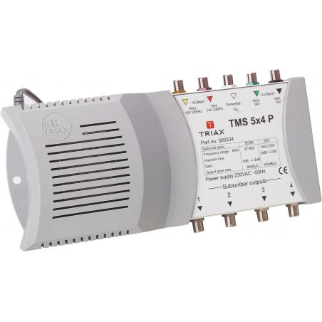 Triax TMS 5x4P Multiswitch Conmutador Final 4 polaridades + terrestre para 4 receptores alimentación incluida 5e/4s