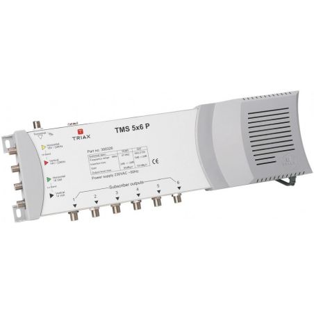 Triax TMS 5x6P Multiswitch End Switch 4 polaridades + terrestres para 6 receptores fonte de alimentação incluída 5e/46s