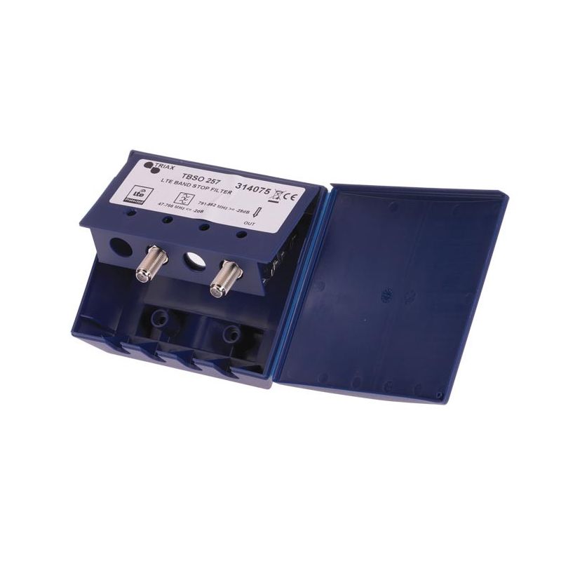 Triax TBSO 257 Filtre LTE/4G extérieur 1 entrée BI+BII+BIII+UHF Atténuation à C57. Triax 314075