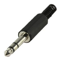 Conector Jack macho stereo 6.3mm para soldar