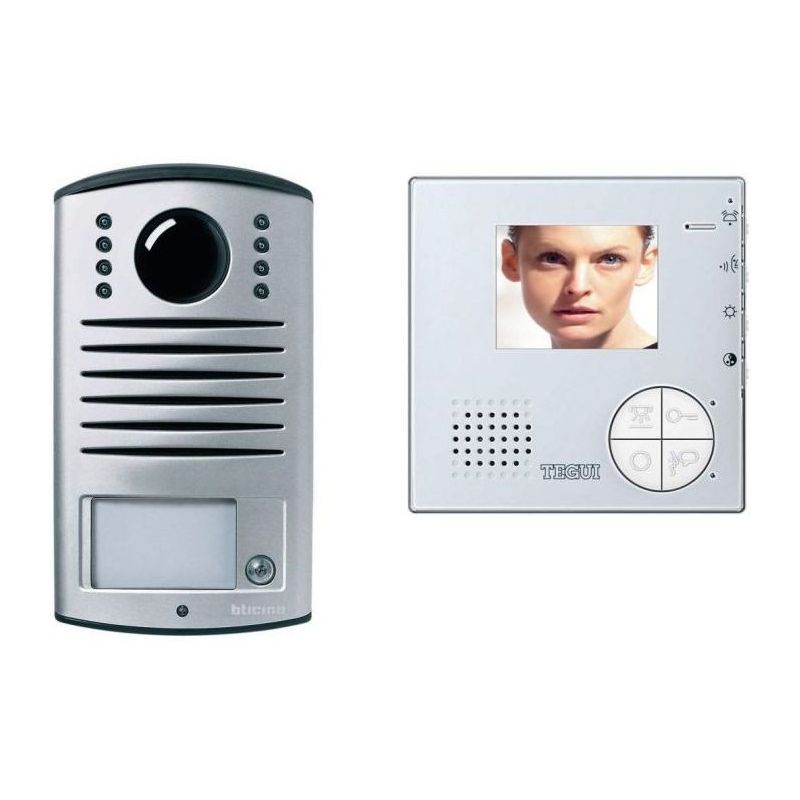 Tegui Kit vidéo 1 logeant 2 fils, plaque Line 2000 et moniteur Classe 100 V12B