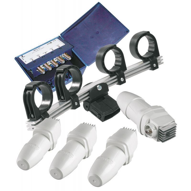 Soporte TD Multiblock con 4 LNB DiSEqC Switch para antenas parabólicas Triax TD 78/88/110