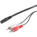 Stereo 3 pin 3.5mm Socket to 2 x RCA plugs 0.2m