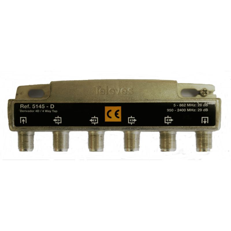 Derivador 4 direcciones 28/29 dB type D conector F Televes