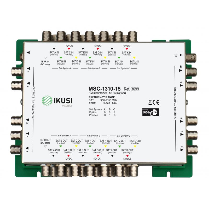 Ikusi MSC-1310 Multiswitch cascadable 13 entrées 10 sorties -15 dB