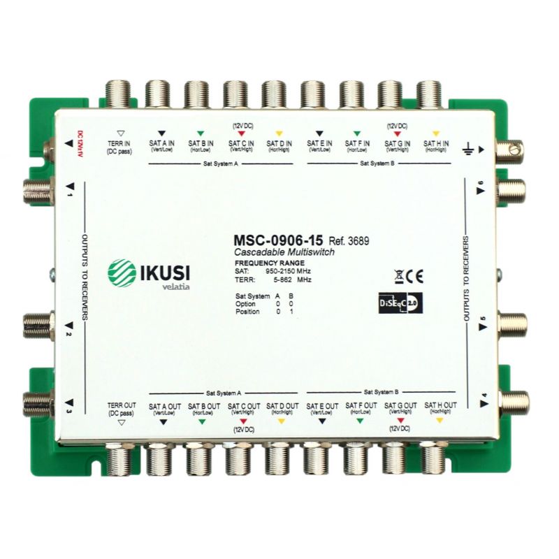 Ikusi MSC-0906 Multiswitch cascadable 9 entradas 6 salidas -15 dB
