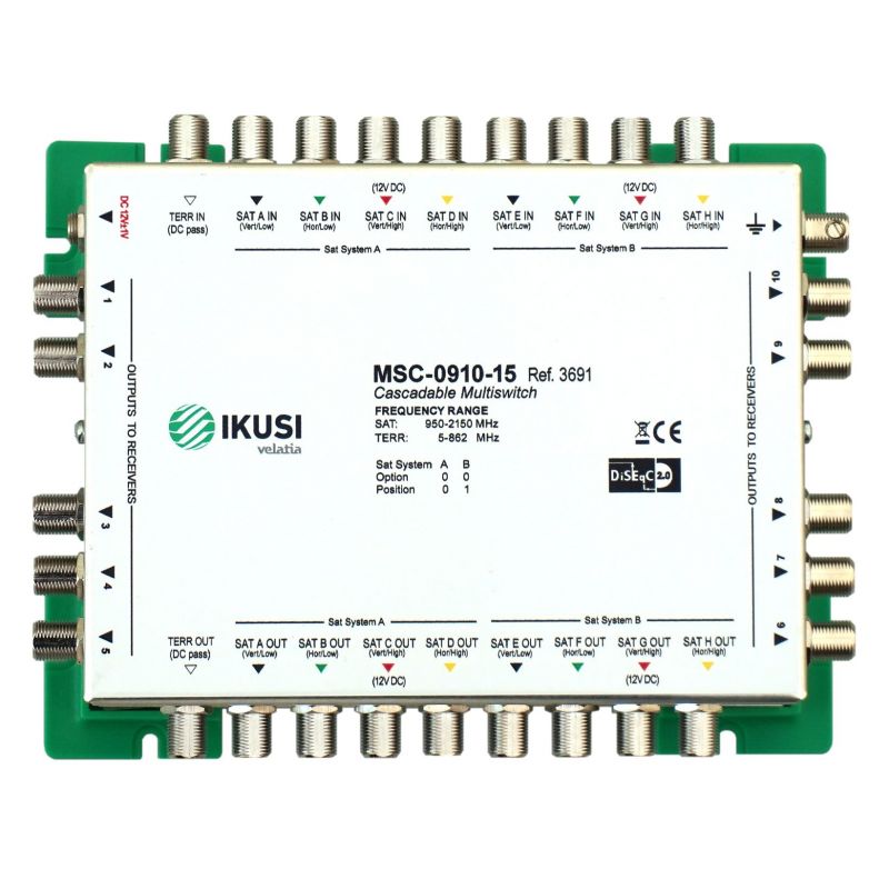 Ikusi MSC-0910 Multiswitch cascadable 9 entradas 10 salidas -15 dB