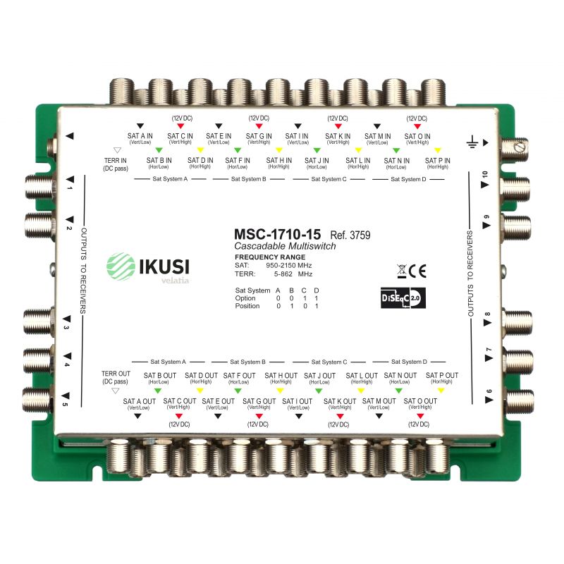 Ikusi MSC-1710 Multiswitch cascadable 17 entradas 10 salidas -15 dB