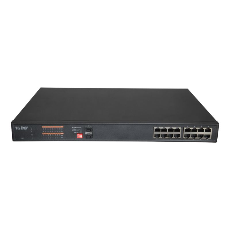 SW1816POE-GF-250 - Switch PoE Gigabit, 16 puertos PoE + 2 puertos SFP,…