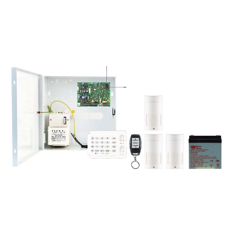 Paradox PAR-109F Kit hibrido magellan 2 zonas + teclado leds 10z+ 3 pir+bat