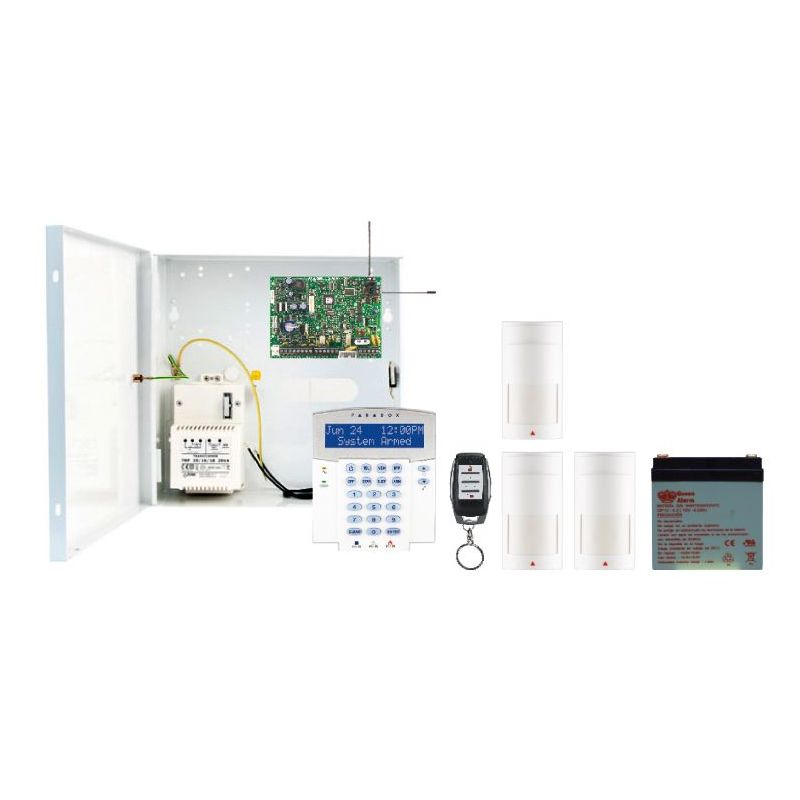 Paradox PAR-110F Kit hibrido magellan 2zonas + teclado lcd azul +3 pir+bat+mando