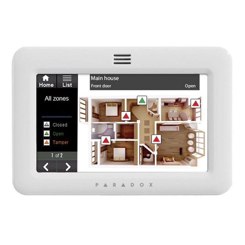 Paradox TM50-WH+SOL \"teclado tÁctil 5\"\" c/sensor temp y humedad.grado 3.blanco.licencia map\"