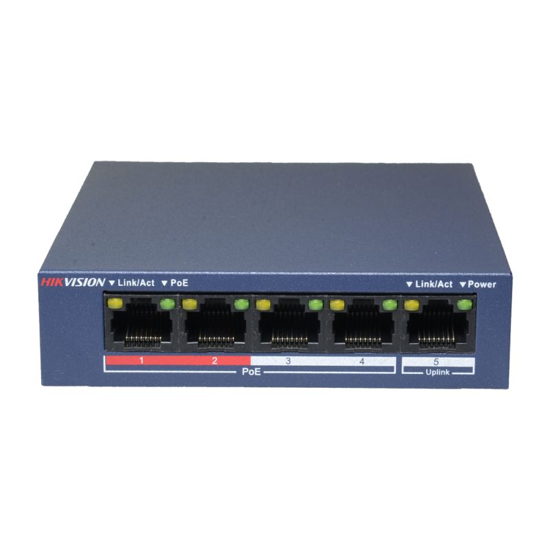 Hikvision DS-3E0105P-E/M - Desktop Switch da Hikvision, 4 Portas PoE + 1 Porta…