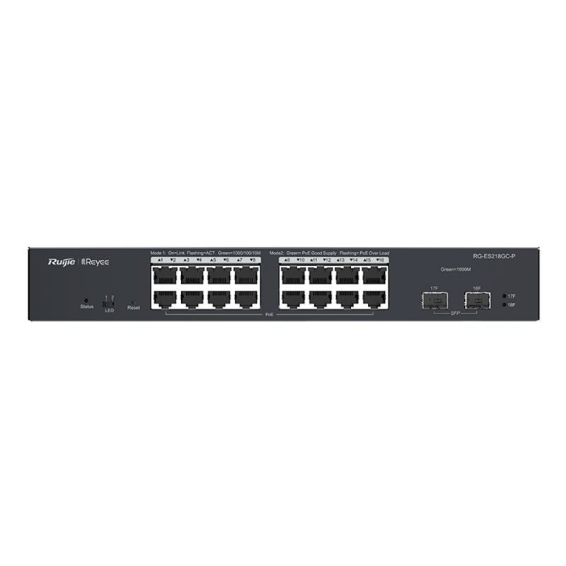 RG-ES218GC-P - Ruijie, Desktop Switch, 16 PoE ports +2 Uplink SFP,…
