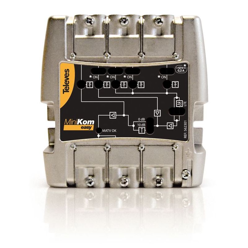 Amplif. MiniKom 5e/1s "EasyF": FM-V-U-21..36-38..60/69 Televes LTE