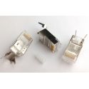 Conector RJ45 Cat 6, FTP apantallado, con pieza de inserción, 4 subida 4 bajada, chapado en oro