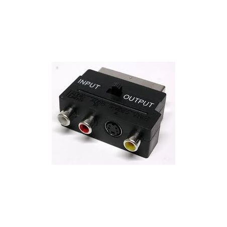 Adaptador 3 RCA a Euroconector con interruptor E/S + Euro Macho + S-Video
