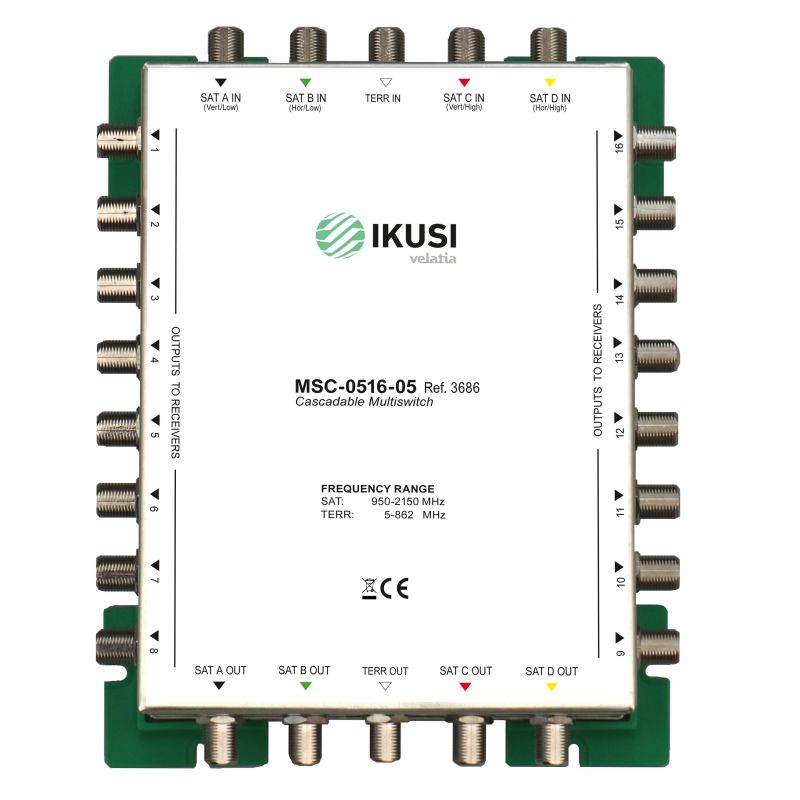 Ikusi MSC-0508-05 - Multiswitch cascadable 5 entradas 8 salidas -5dB