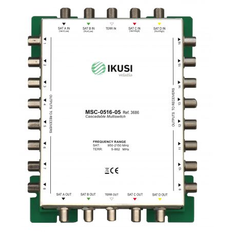 Ikusi MSC-0508-05 - Multiswitch cascadable 5 entradas 8 salidas -5dB