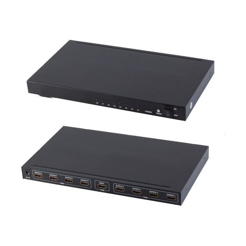 Distribuidor Splitter HDMI 1x8 (1 entrada 8 salidas). UHD 4K, 3D, HDCP