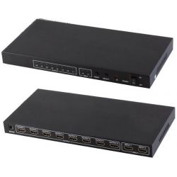 Switch/Splitter HDMI 2x8 (2 entradas 8 salidas). UHD 4K, 3D, HDCP