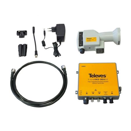 Conversion RF/Optique N-F-FC/PC, DAB/UHF - FI + LNB offset + Alimentation + éléments de raccordement Televes