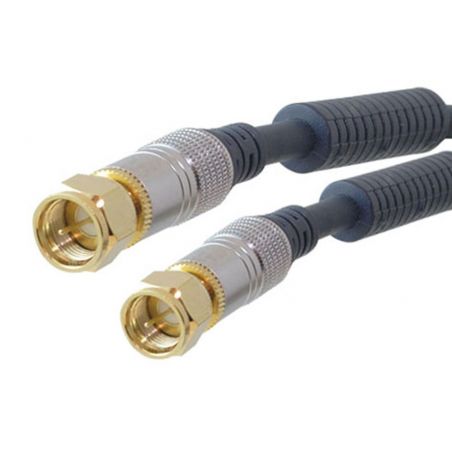 Cable coaxial 2,5m conector F satélite, 24k gold, OFC, Ferrita 80093MHQ