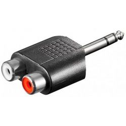 Audio adapter jack 6.3mm male to 2 female RCA