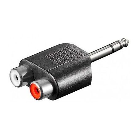 Audio adapter jack 6.3mm male to 2 female RCA