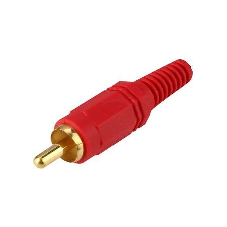 Conector RCA macho rojo chapado en oro, de sustitución o para soldar. AP 51400-RG