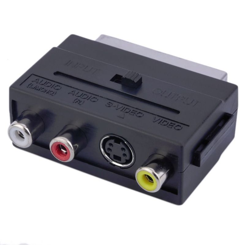 Adaptador 3 RCA a Euroconector con interruptor E/S