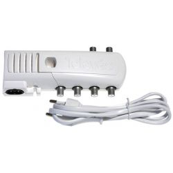 Amplificador interior de vivienda 2S+TV con ecualizador y retorno pasivo a conectores F gama CATV (5-862 MHz) Televes