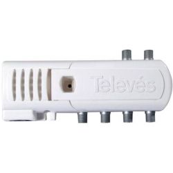 Amplificador interior de vivienda 2S+TV con ecualizador y retorno pasivo a conectores F gama CATV (5-862 MHz) Televes