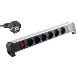 Regleta de  6 Tomas Schuko +2 USB 1A