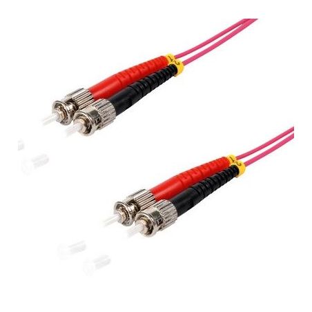 Cable de fibra óptica Duplex ST/ST  de 15m violeta,  50/125μ Multimodo OM4