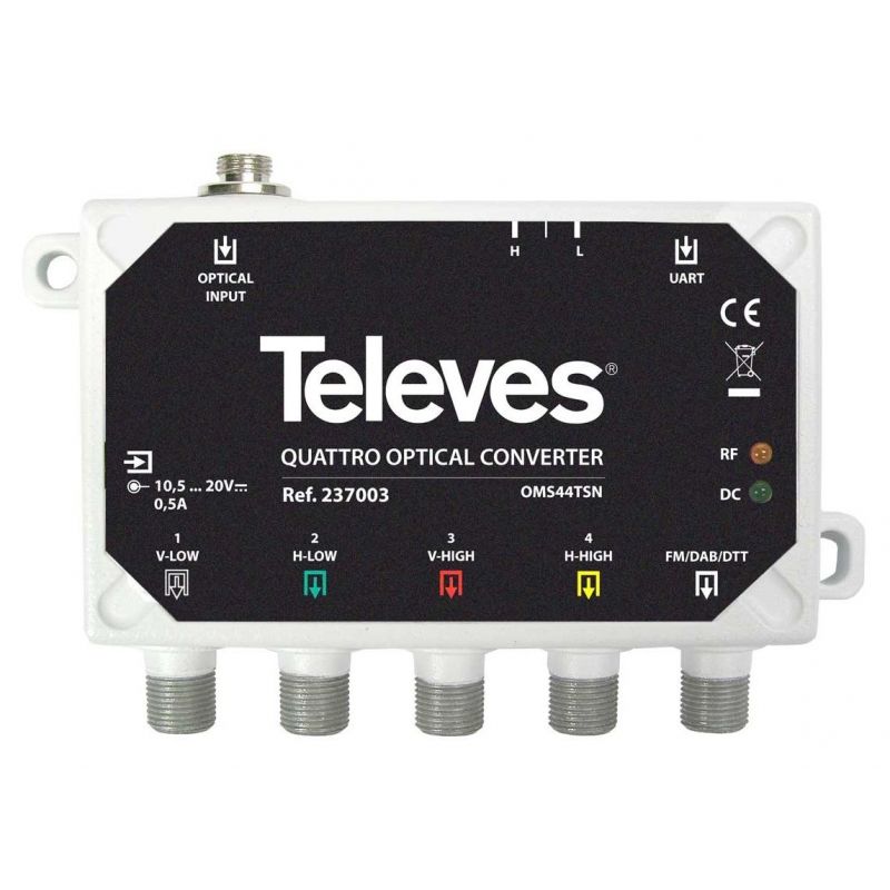 Conversor óptico/RF QUATTRO FM/DAB/UHF-FI Televes