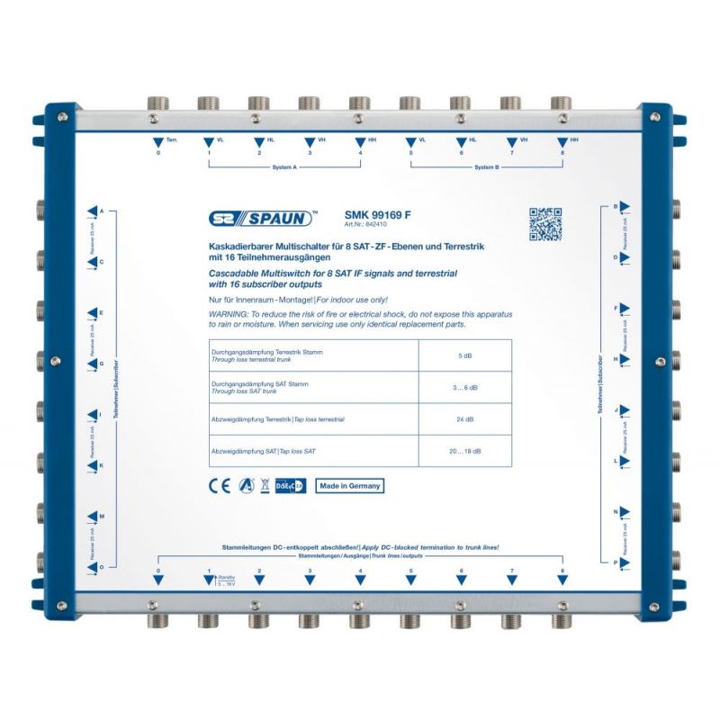 Spaun SMK 99169 F Multiswitch en cascade 9x16. Spaun 842410