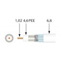 Cable coaxial cobre-Aço SK6FPlus Cu+Ac 6.8mm PVC Branco100m Televes