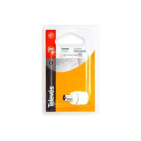 Connecteur droit 9.52 mâle (Blanc) - Blister Televes