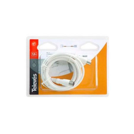 Prolongateur TV 1,5m mâle femelle 9.52 Blanc - Blister Televes