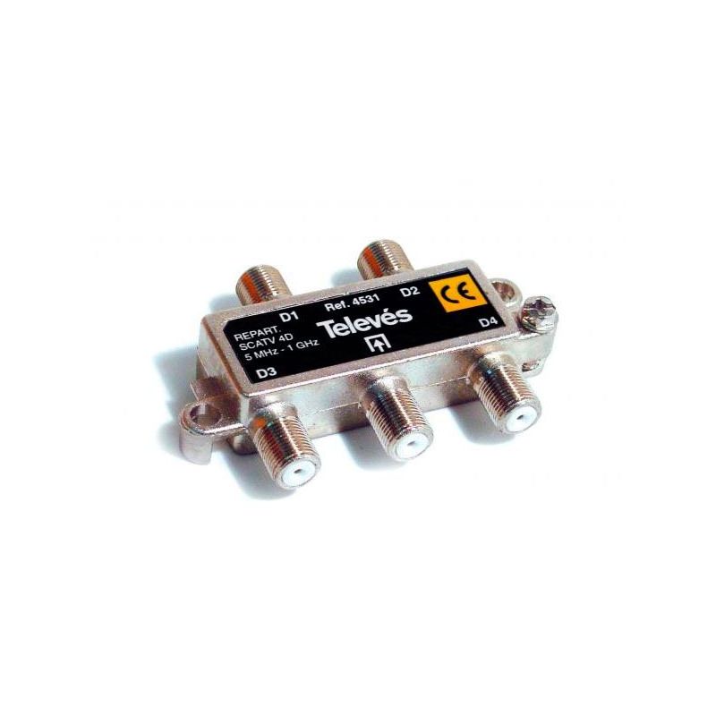 Répartiteur intérieur 4 voies 9 dB connectique F MATV Televes