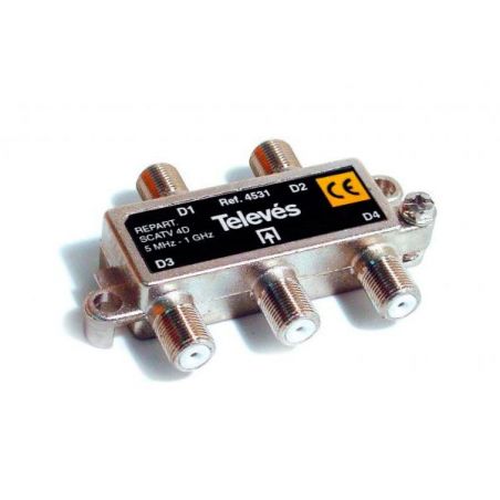 Répartiteur intérieur 4 voies 9 dB connectique F MATV Televes