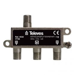 Répartiteur intérieur 3 voies 7 dB connectique F MATV Televes