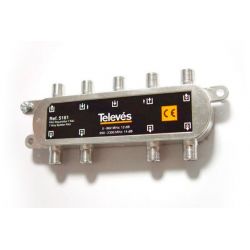 Repartidor 7 direcciones 12/14 dB + PAU conectores F Televes