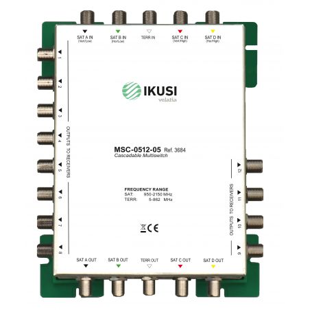 Ikusi MSC-0508-05 - Multiswitch cascadable 5 entradas 8 salidas -5dB